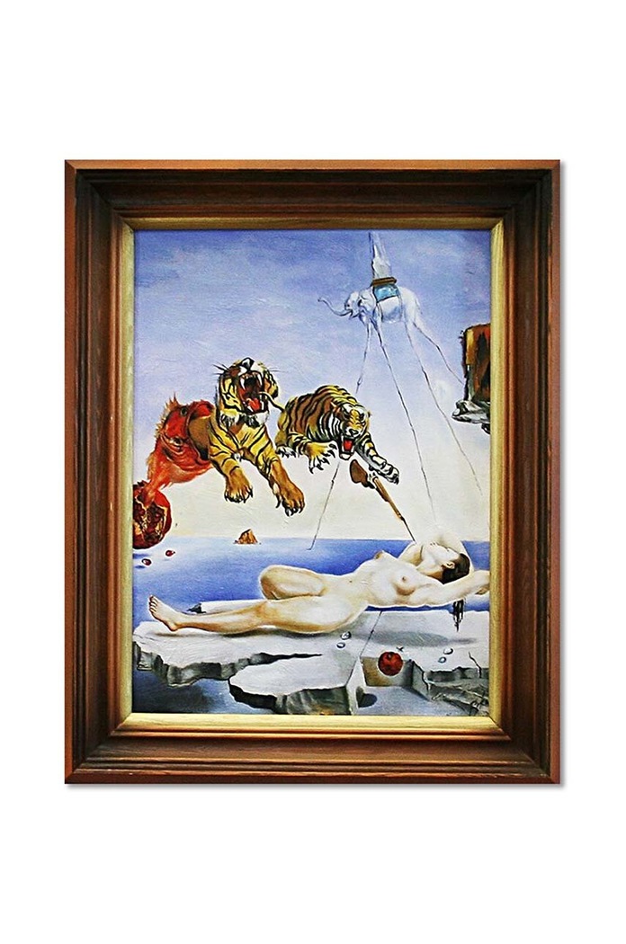 Reprodukcja namalowana olejem w ramie Salvador Dali, Sen spowodowany lotem pszczoły multicolor 79866