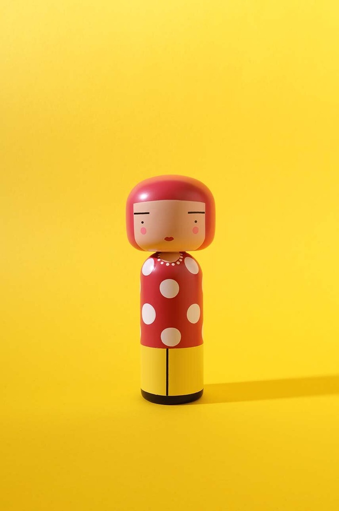 Lifestyle Lucie Kaas bambola kokeshi Dot Alder Wood SI01DOL multicolore