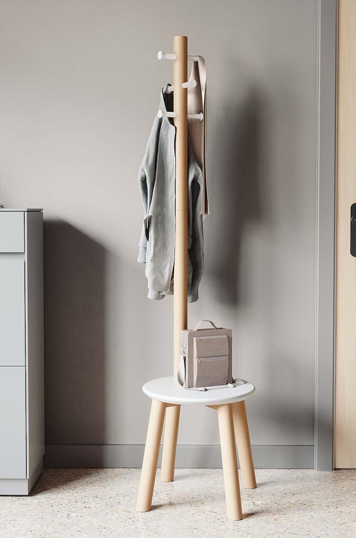 Vešiak na vrchné oblečenie Umbra Pillar Stool and Coat Rack 1014257.668
