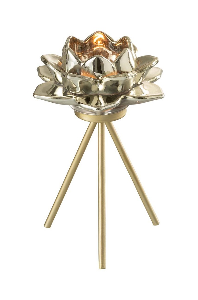 Ukrasni svijećnjak J-Line Flower Glass 28909 zlatna AA00