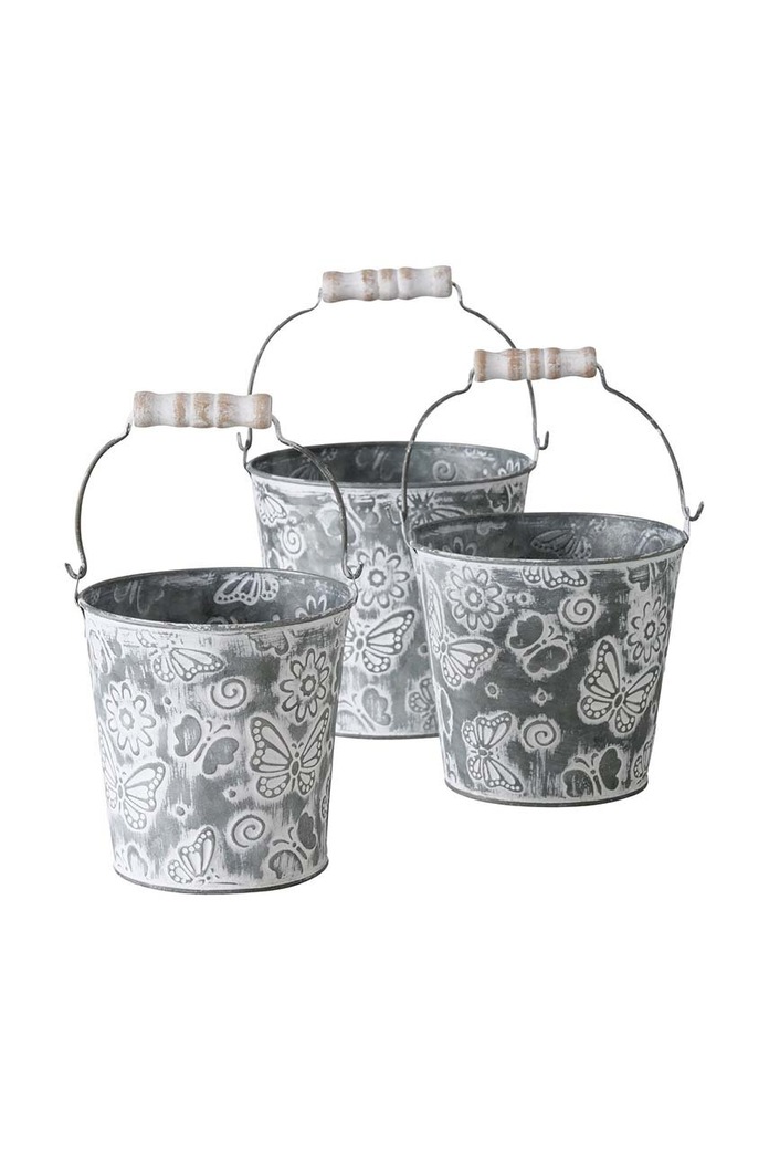 Boltze Zestaw osłonek na doniczki Mariposa 3-pack szary 2031307