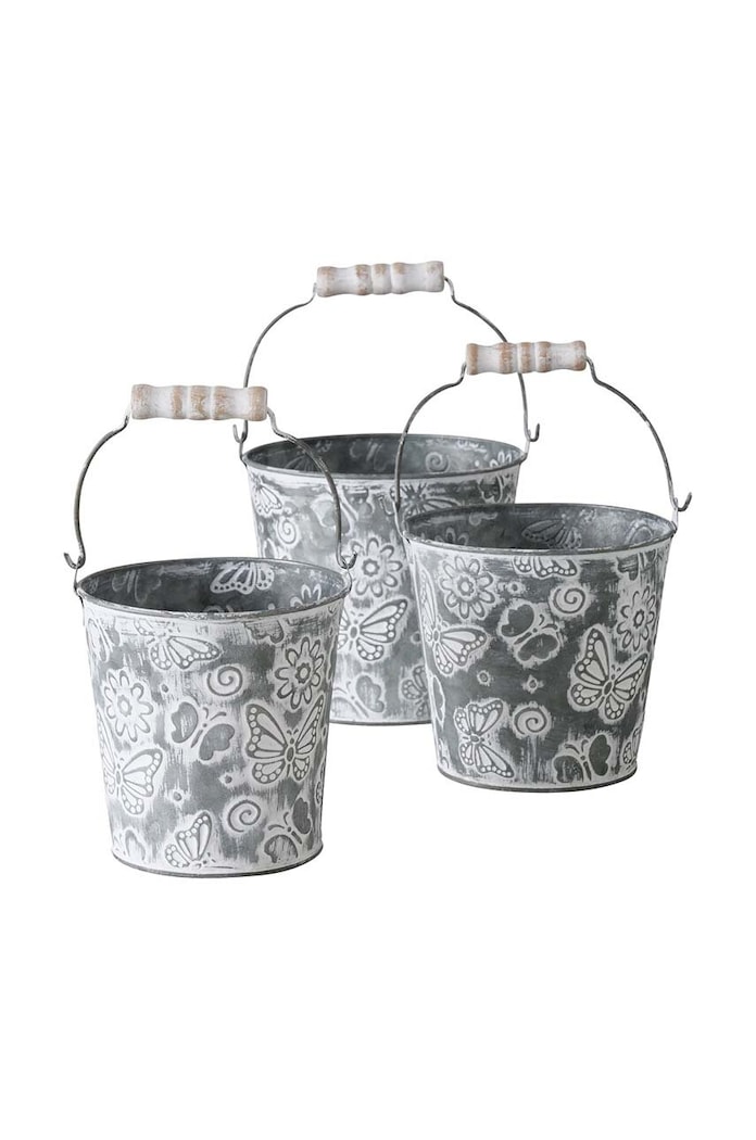 Boltze Zestaw osłonek na doniczki Mariposa 3-pack szary 2031307