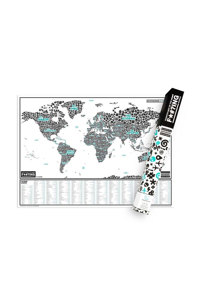 Stieracia mapa Luckies of London F*#?ING Scratch Map viacfarebná LK.LUKSWE6