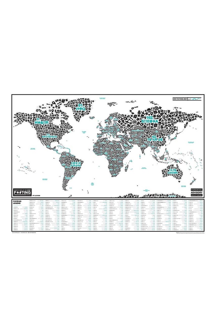 Stieracia mapa Luckies of London F*#?ING Scratch Map LK.LUKSWE6 viacfarebná AA00