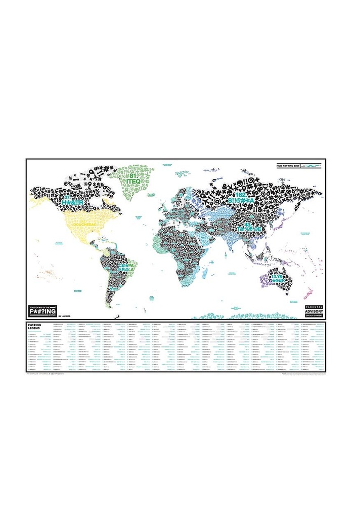 Obývacia izba a spálňa Stieracia mapa Luckies of London F*#?ING Scratch Map LK.LUKSWE6 viacfarebná
