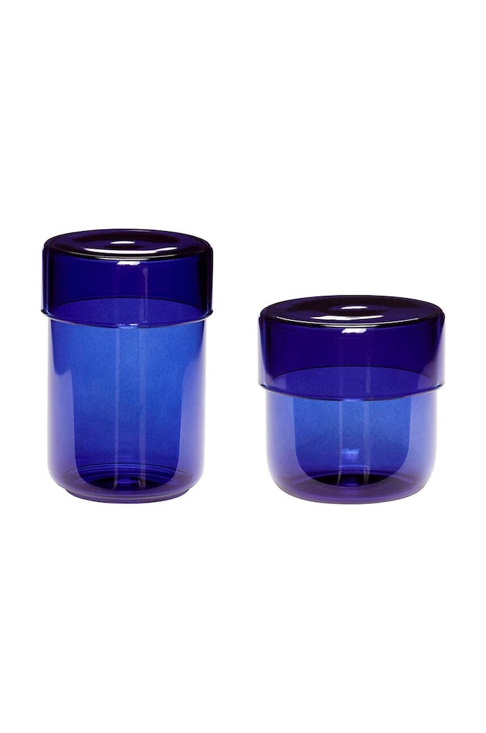 Hübsch Recipient cu capac Pop 2-pack bleumarin 660909