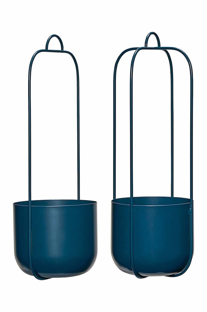 Závesný kvetináč Hübsch Lotus 16 x 44 cm 2-pak tmavomodrá 941603