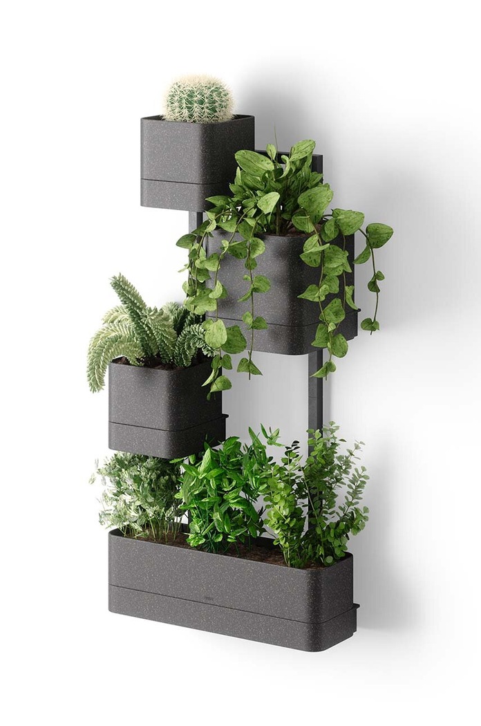 Obývacia izba a spálňa Sada nástenných kvetináčov Umbra Cubiko 35,6 x 72,6 cm 1018767.040 čierna