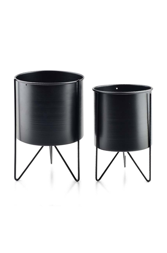 Sada květináčů se stojanem Affek Design Swen Black 2-pack vícebarevná HTOP7327