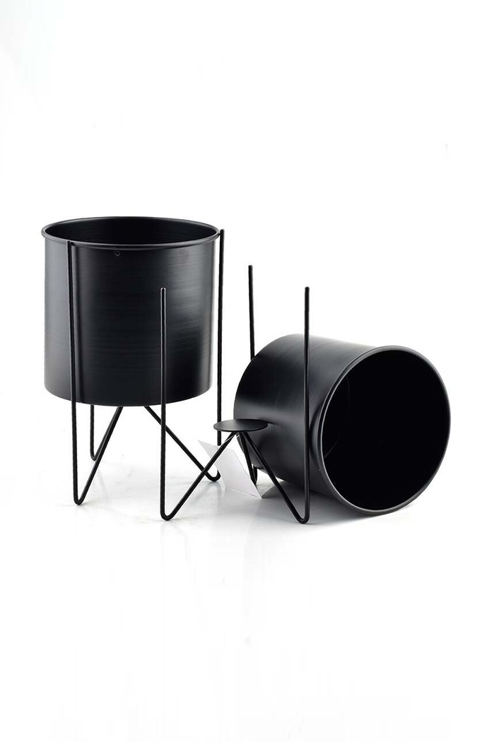 Sada květináčů se stojanem Affek Design Swen Black 2-pack HTOP7327 vícebarevná AA00
