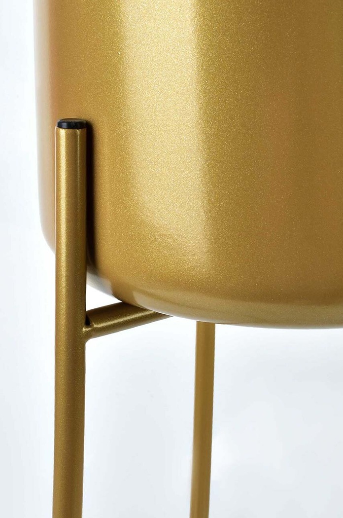 Salon i sypialnia Affek Design zestaw doniczek ze stelażem Swen Gold 19 x 77 / 19 x 66 / 19 x 55 cm 3-pack HTOP7747 żółty