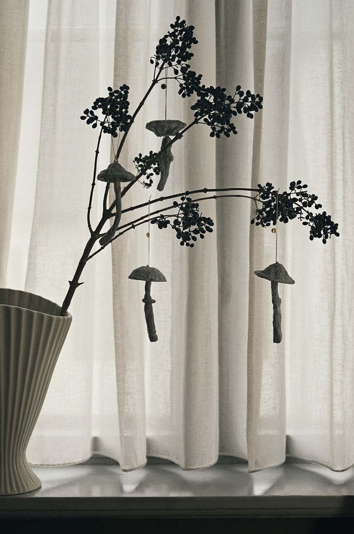 Аксессуары Набор новогодних украшений ferm LIVING Mushroom Ornaments 4 шт 1104267522 белый