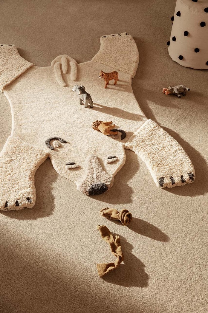 Obývacia izba a spálňa Vlnený koberec ferm LIVING Animal Tufted Rug 118 x 160 cm 1104262992 béžová