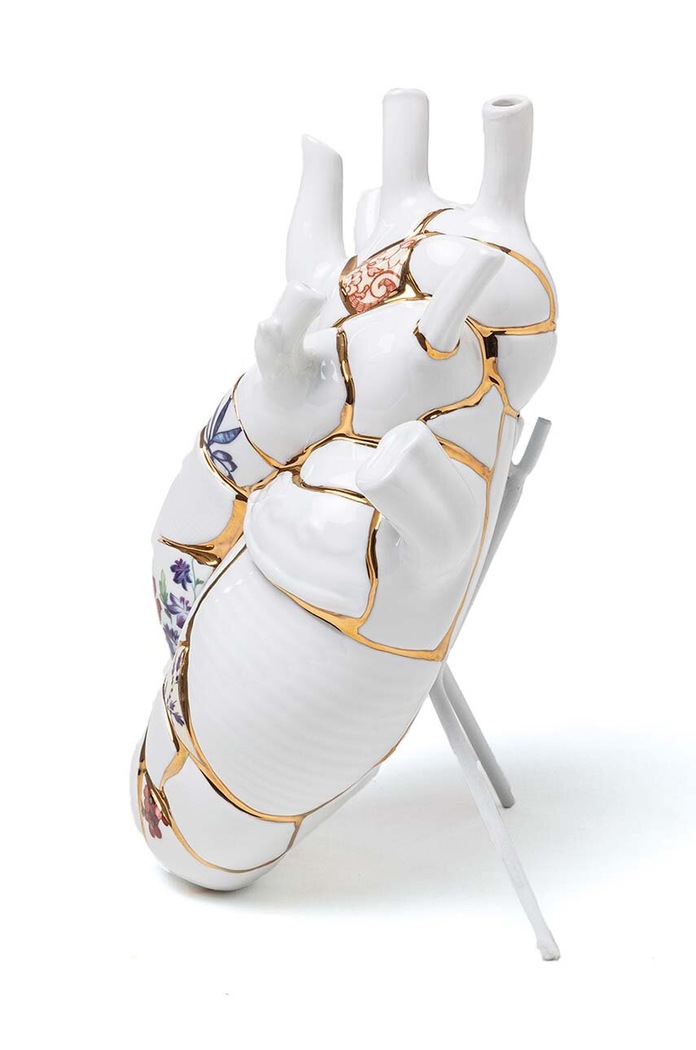 Akcesoria Seletti wazon dekoracyjny Love in Bloom Kintsugi 09929 biały