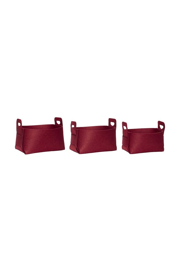 Hübsch set de coșuri de depozitare Felt Basket 3-pack burgundia 680901