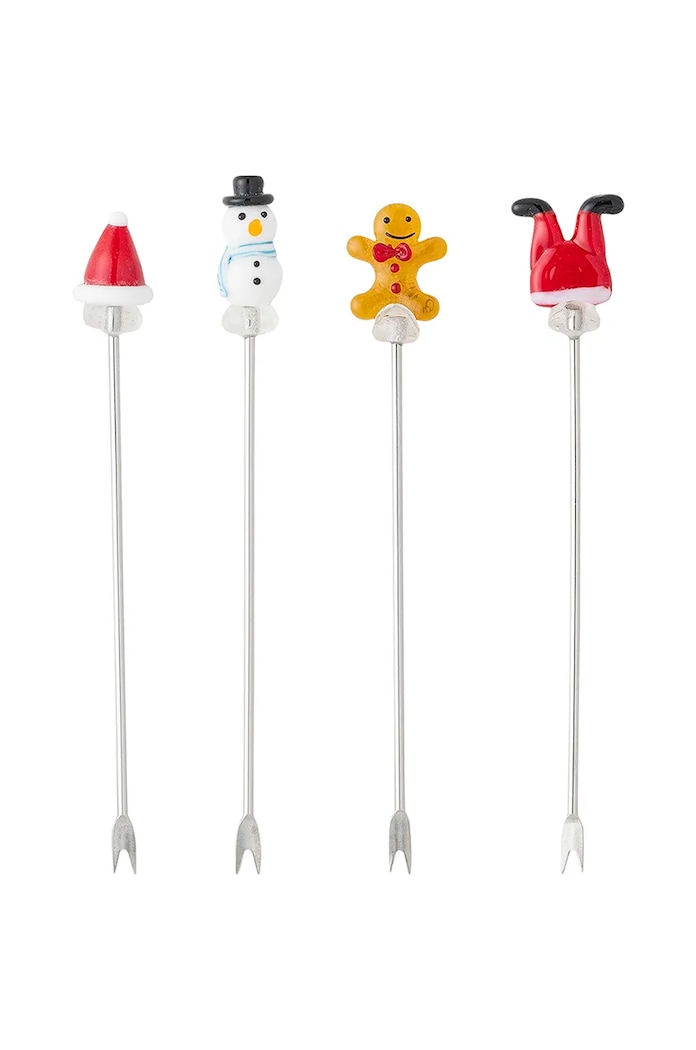 Bloomingville Zestaw widelców do przekąsek Feliz Cocktail Fork 4-pack czerwony 82061252