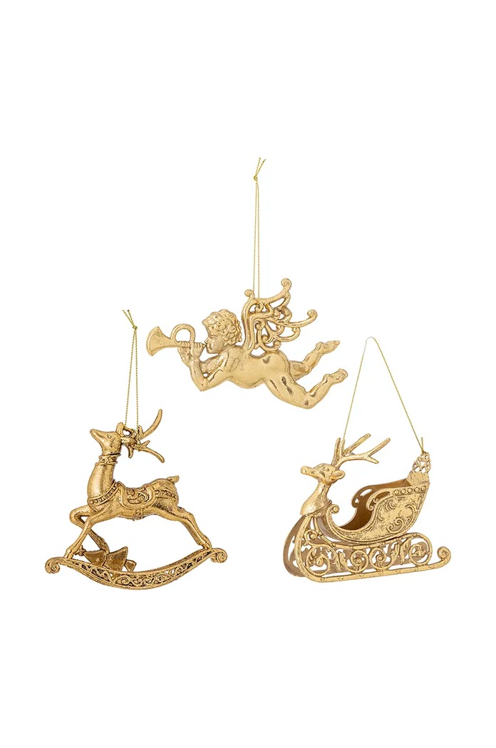 Bloomingville pandantiv decorativ Anisa Ornament 3-pack galben 82061079