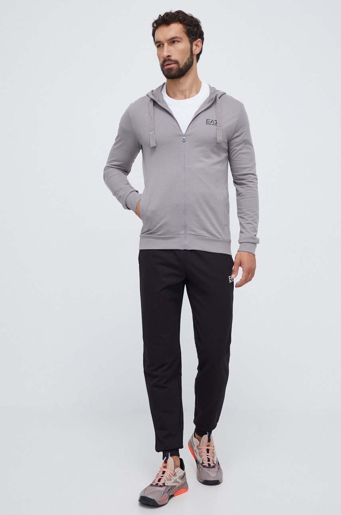 Bavlněná tepláková souprava EA7 Emporio Armani šedá 8NPV80.PJ05Z