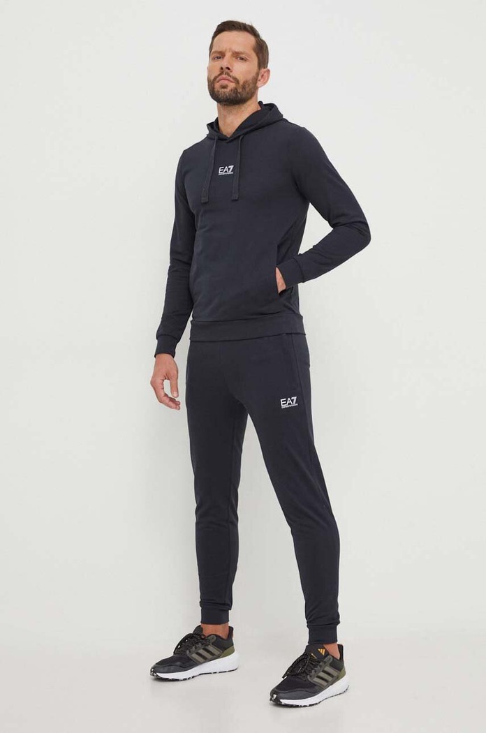 Bavlněná tepláková souprava EA7 Emporio Armani potisk námořnická modř 8NPV81.PJ05Z