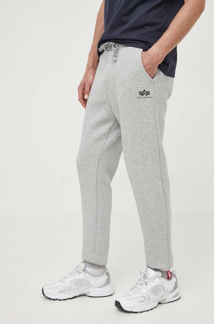 Tepláky Alpha Industries Basic Jogger SL pletenina sivá 116370.17