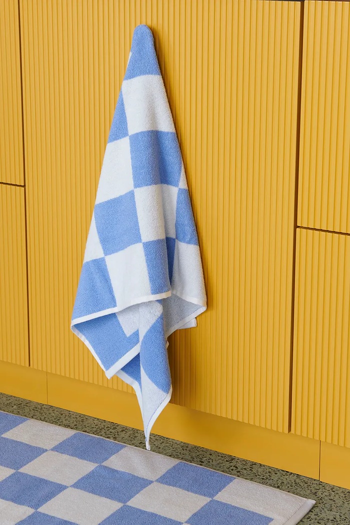 Βαμβακερό χαλάκι μπάνιου HAY Check 50 x 90 cm AE739.E153.AB72 μπλε AA00