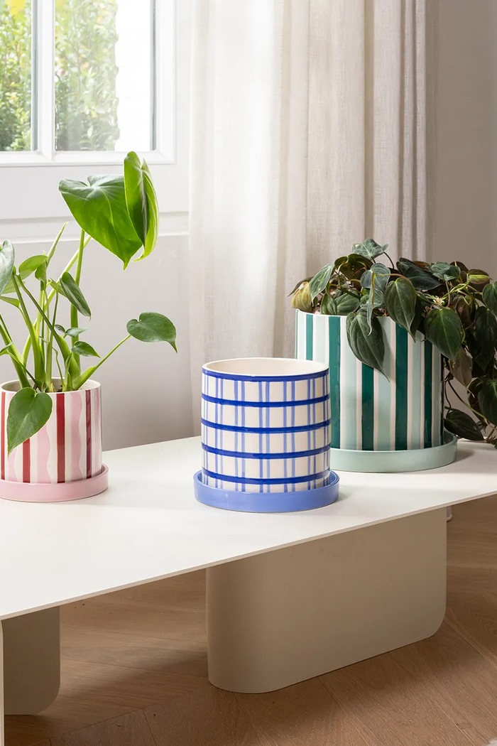 &k amsterdam ghiveci de flori cu farfurie clash wiggle 13.5 x 15.5 cm multicolor 2899.08