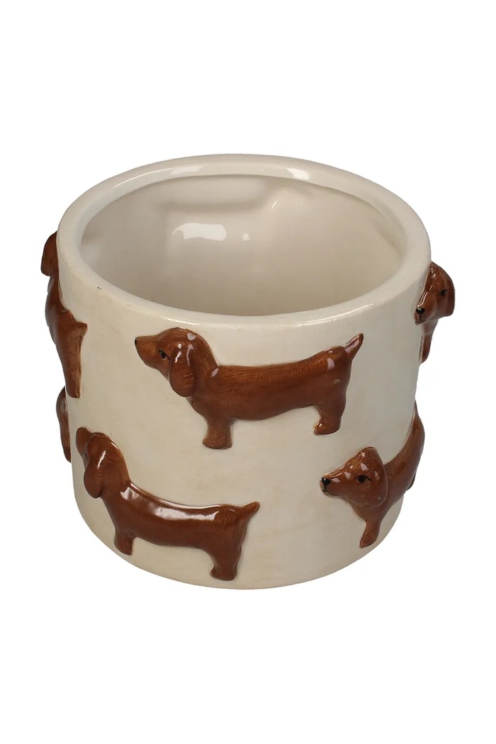 home & lifestyle mască de ghiveci Dachshund 11 x 13,8 x 13,8 cm bej KAL.7732