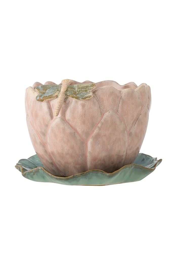 Bloomingville ghiveci de flori cu farfurie Jaylee 18,5 x 13,5 cm roz 82072809