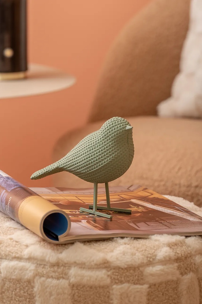 Figurină decorativă Statue Knitted Bird Small Present Time PT4225GR verde