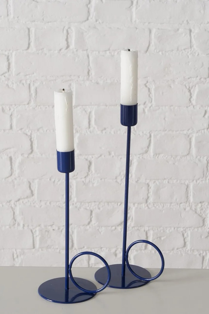 Living și dormitor Boltze sfeșnic decorativ Mega 2-pack 2045730 bleumarin