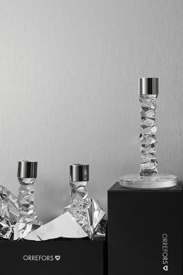 Всекидневна и спалня Декоративен свещник Orrefors Carat 24,2 cm (2 броя) 6590162 сив