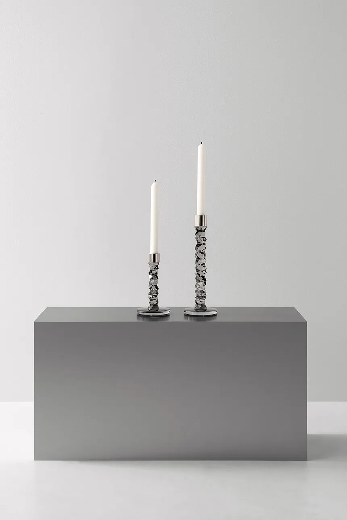 Декоративен свещник Orrefors Carat 24,2 cm (2 броя) 6590170 сив AA00