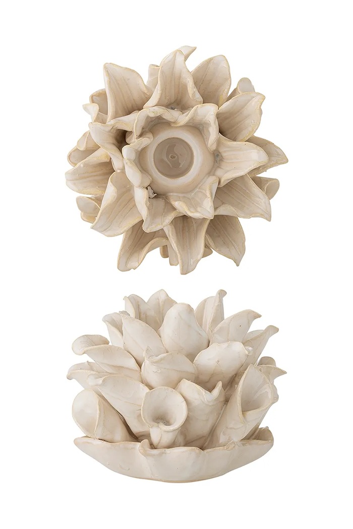 Obývacia izba a spálňa Dekoračný svietnik Bloomingville Phyllis 16,5 x 10,5 x 14 cm 82072441 béžová