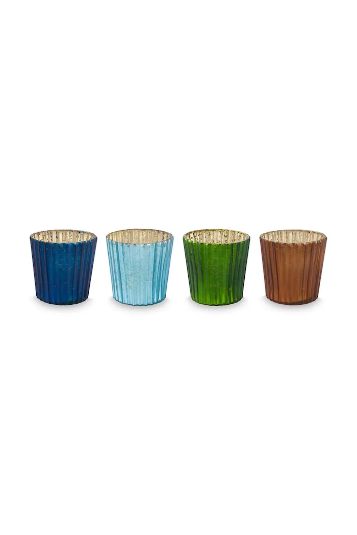 Pip Studio sfeșnic decorativ Glass Blue 7 x 7 cm 4-pack multicolor 51114001
