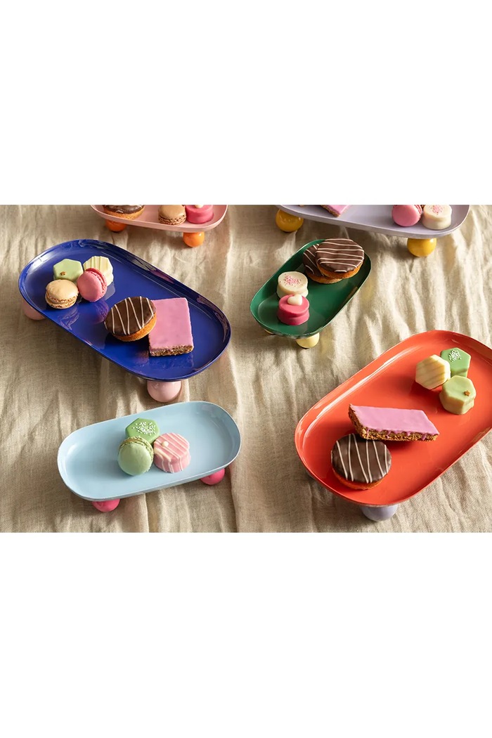 Obývací pokoj a ložnice Ozdobný tác Present Time Funky 16 x 6 cm PT4312BL námořnická modř