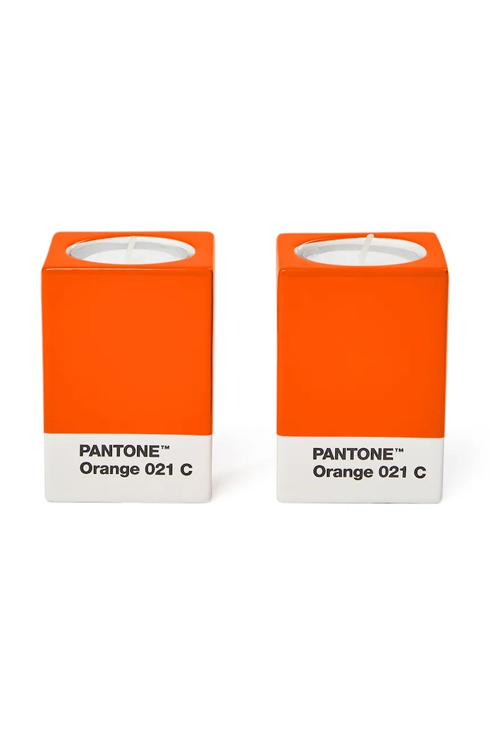 Pantone Σετ κηροπηγίων διακοσμητικό από πορσελάνη πορτοκαλί 101720021