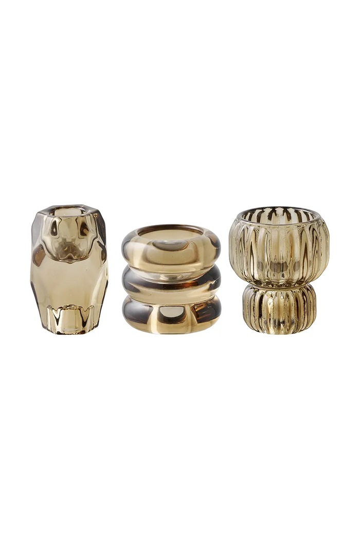 House Nordic świecznik dekoracyjny 6,5 / 7,5 / 8 cm 3-pack żółty 4561310