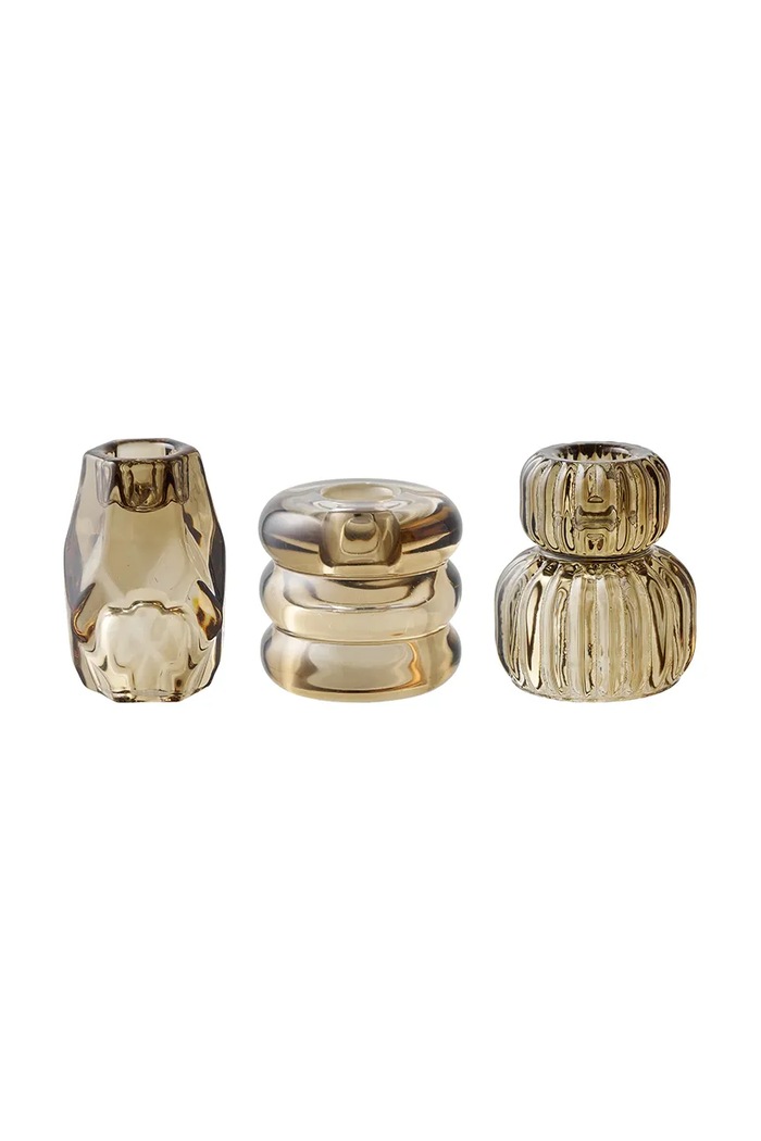 House Nordic świecznik dekoracyjny 6,5 / 7,5 / 8 cm 3-pack 4561310 żółty AA00