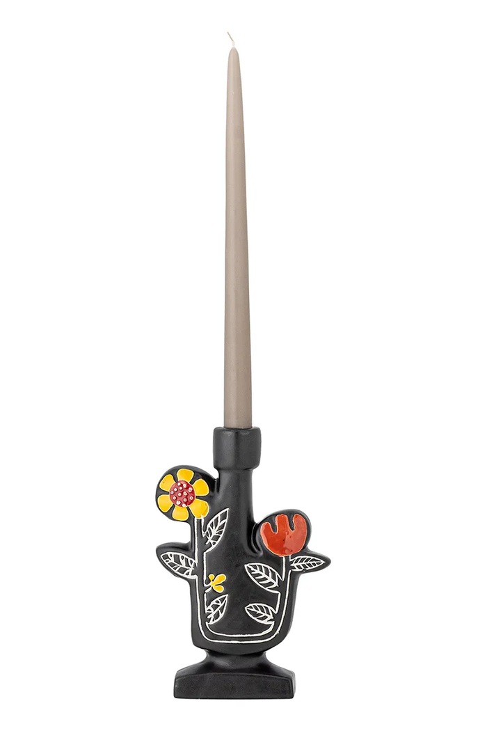 Obývacia izba a spálňa Dekoračný svietnik Bloomingville Vivielle 21 cm 82063136 čierna