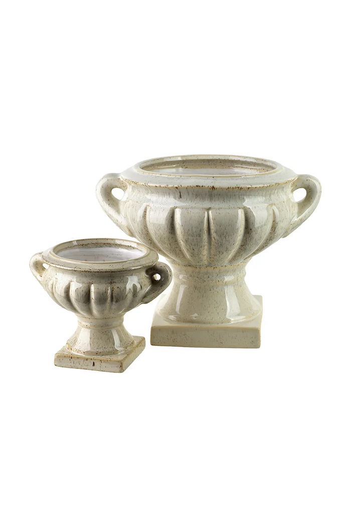 Inne vaso decorativo in ceramica smaltata 26,5 x 21 x 21 cm HTC2711 beige AA00