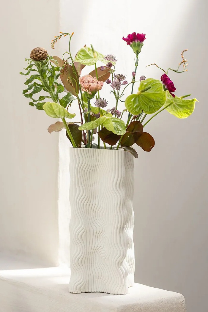 Dnevna soba in spalnica S|P Collection vaza dekorativna iz kamenine 17,5 x 17,5 x 33 cm 820305 bela