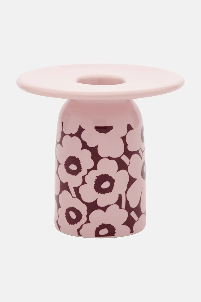 Marimekko Świecznik dekoracyjny z kamionki 8 x 8 cm różowy 076146.330