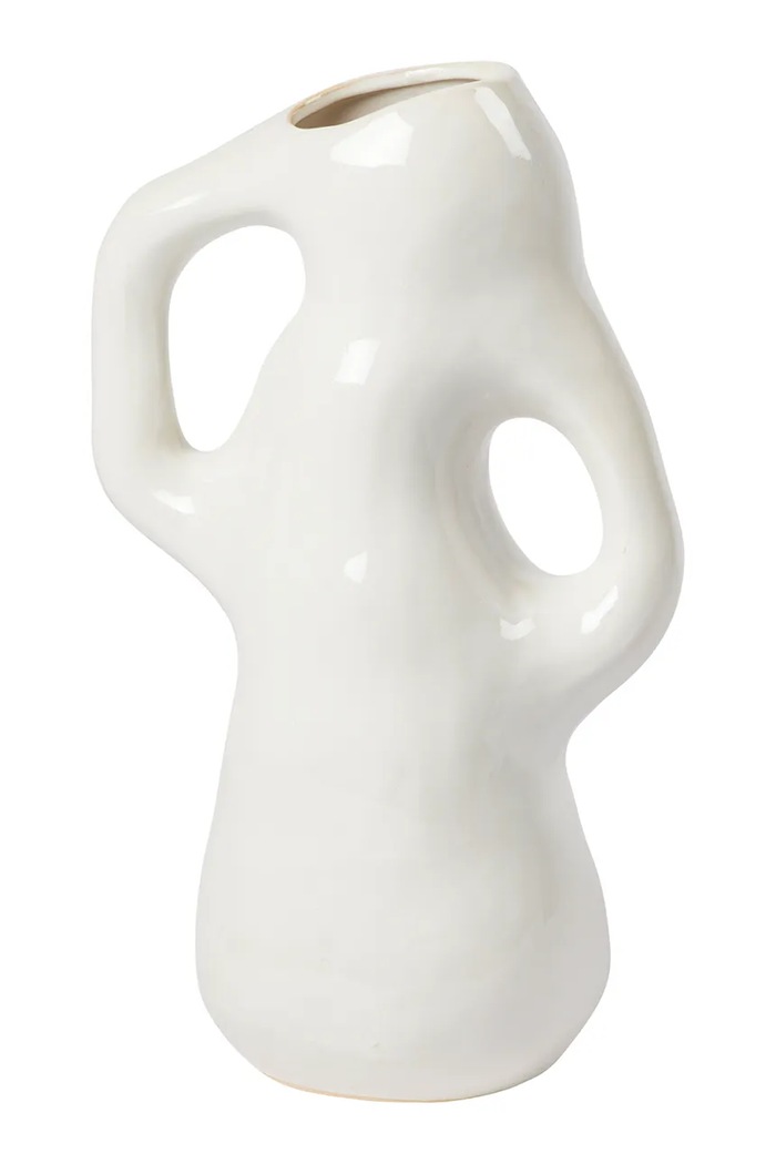 Broste Copenhagen wazon dekoracyjny z kamionki 21 x 14,5 x 35 cm biały 14445425