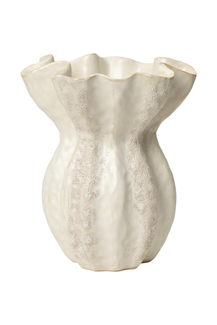 Broste Copenhagen Wazon dekoracyjny z ceramiki szkliwionej Cori 24 cm beżowy 14447074