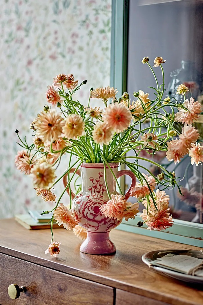 Salon i sypialnia Bloomingville Wazon dekoracyjny z kamionki Alea 21 cm 82073184 różowy