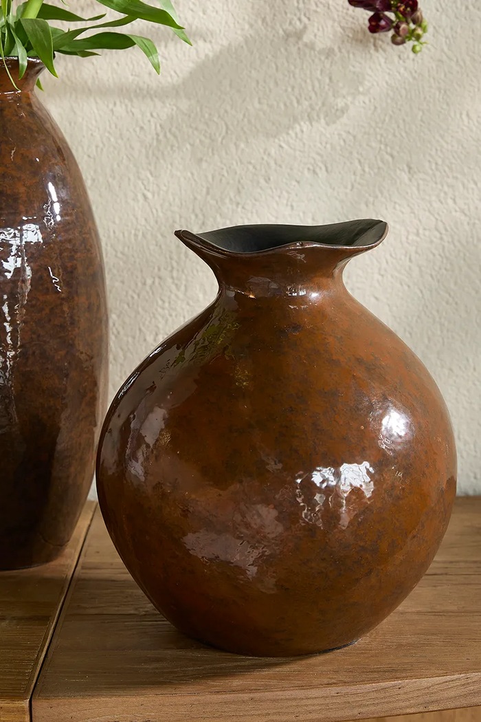 Riviera Maison wazon dekoracyjny z aluminium 22,5 x 25 cm 595990 brązowy AA00