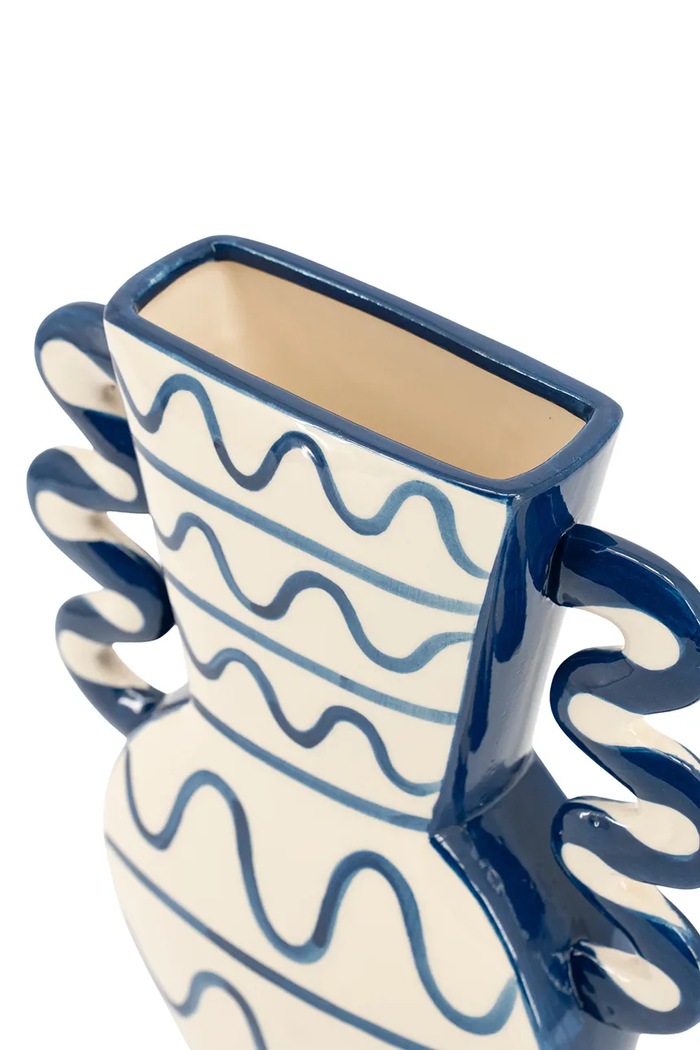Salon i sypialnia By-Boo wazon dekoracyjny z ceramiki 23,5 x 7,4 x 32 cm 260062 niebieski