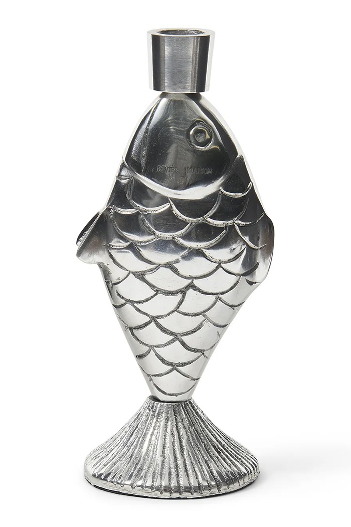 Riviera Maison świecznik dekoracyjny z aluminium 9,5 x 8,5 x 21 cm szary 595040