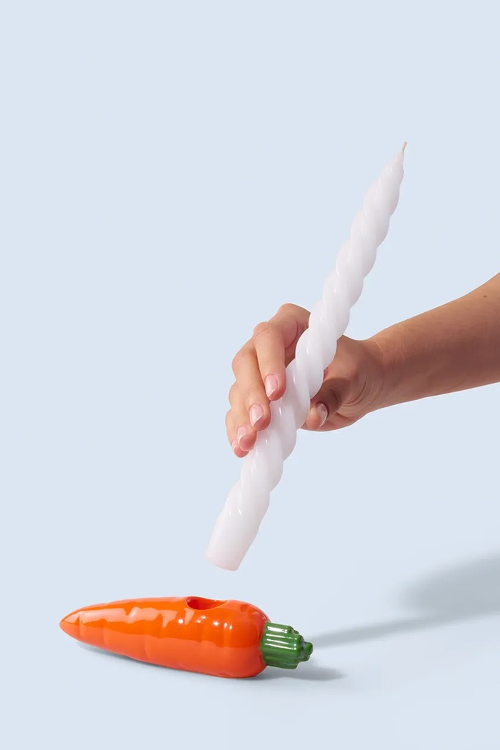 Fluid Market κηροπήγιο διακοσμητικό από κεραμικό 4 x 15 cm AACHCARROT πορτοκαλί AA00