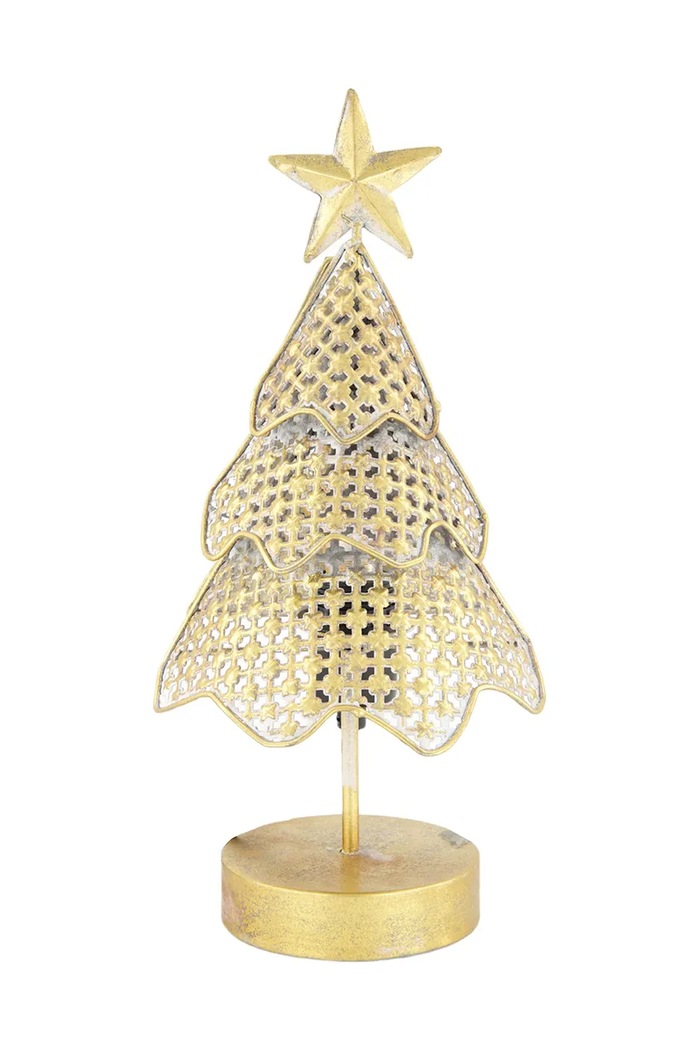 Led ukrasno božićno drvce home & lifestyle 17 x 16,5 x 38 cm zlatna 111411